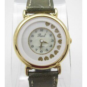 Vtg Pearl Rotating Heart Quartz WR Analog 31mm Round Watch (H729) "New Battery"